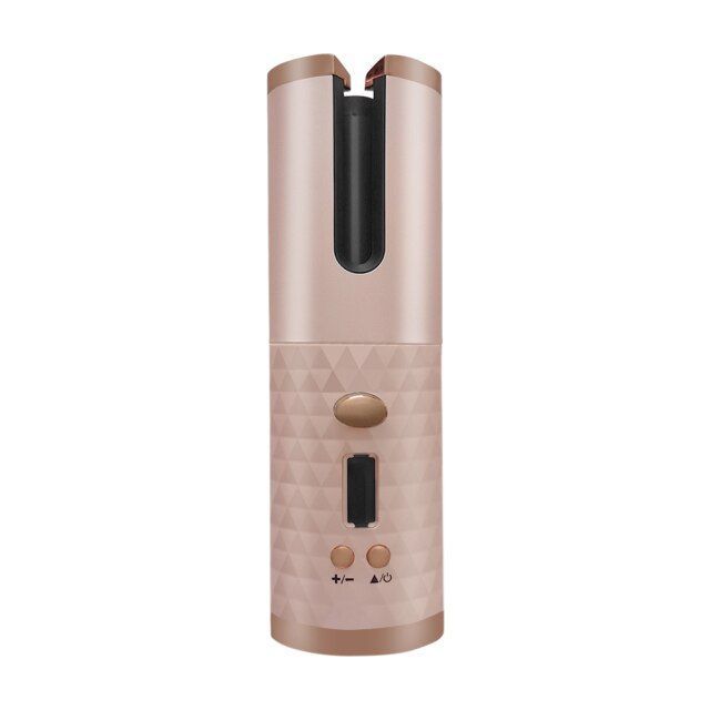 Portable Automatic Hair Curler USB Rechargeable Curling Iron Pink