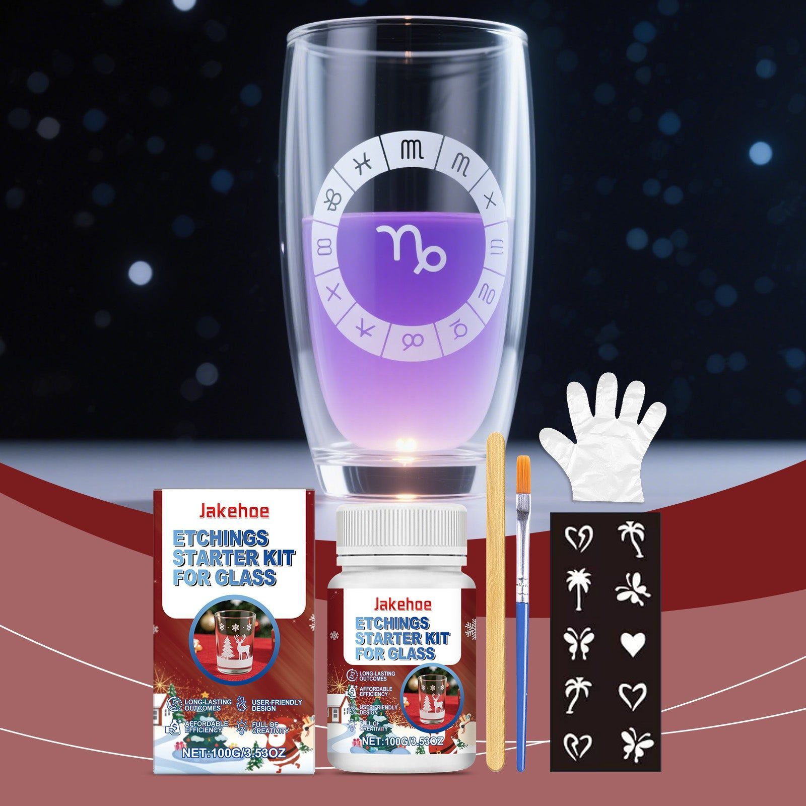 Create Stunning Frosted Etched Glass Art, Easy DIY Glass Etching Kit, Long-lasting Design ,1set