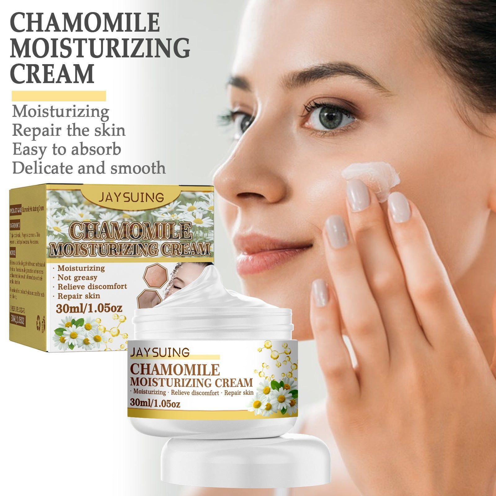 Chamomile Moisturizing Cream, Relieve Discomfort, Repair Skin, Hydrate & Brighten ,30ml
