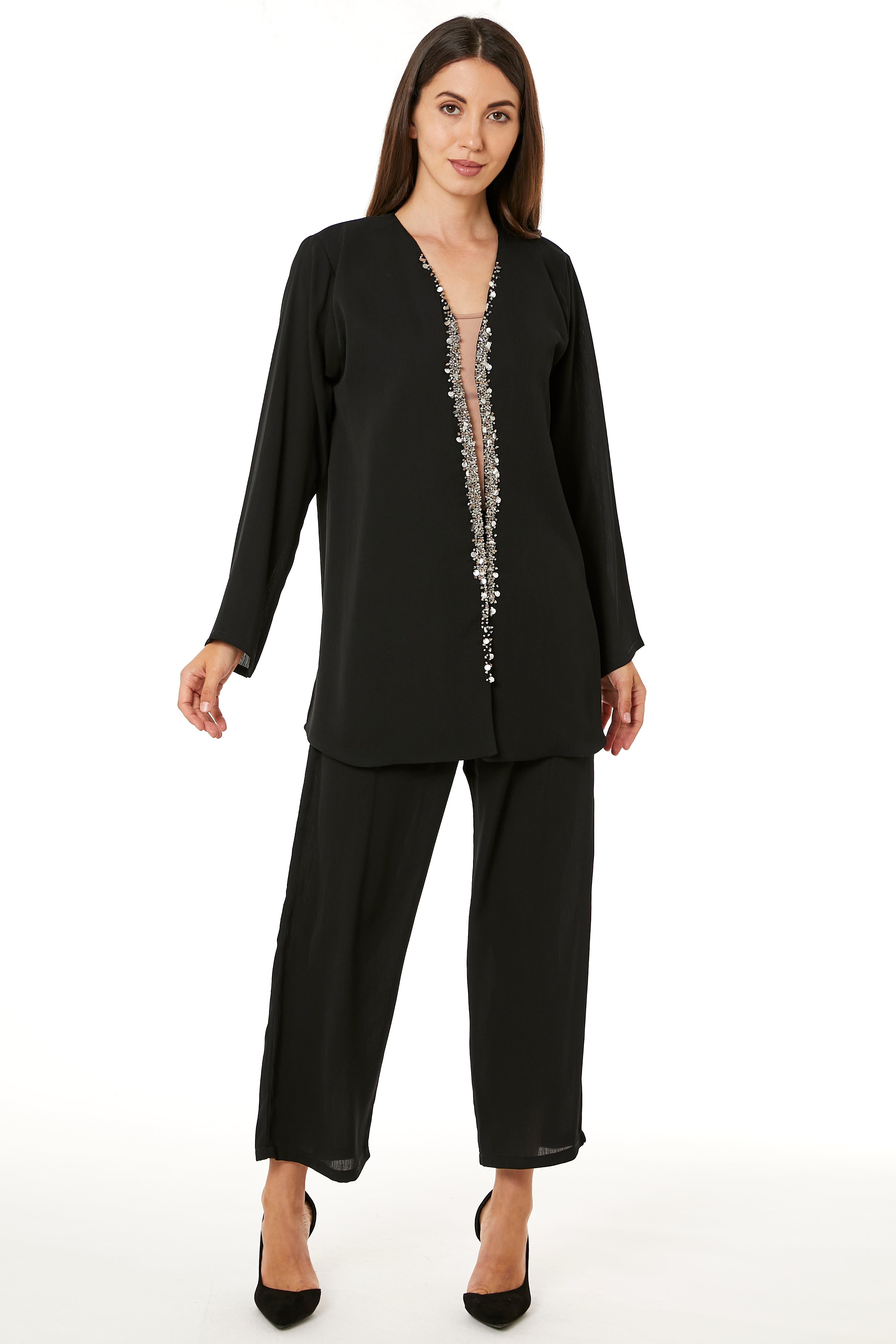 Black Zoom Top and Pants Set