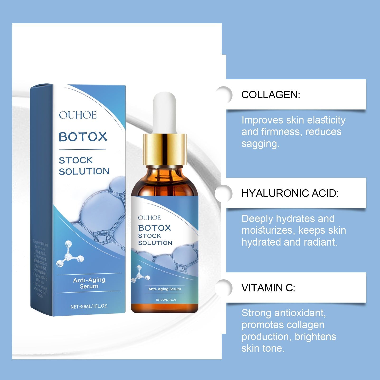 Revitalize Skin with Collagen & Hyaluronic Acid, Anti-Aging Facial Care, Brightening & Hydrating Essence ,30ml