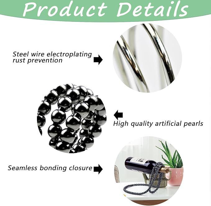 Pearl Necklace Shaped Floating Wine Bottle Holder Creative Metal Chain Wine Rack