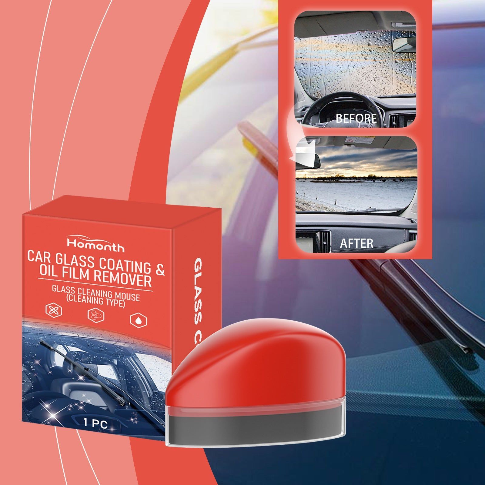 Car Cleaning Glass Coatings, Oil Film Remover, Fast Decontamination, Clear Vision ,1pcs