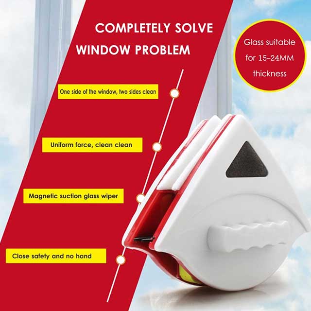 Double Magnetic Window Cleaner Brush - Dual-Sided Cleaning Tool for Streak-Free Glass & Windows