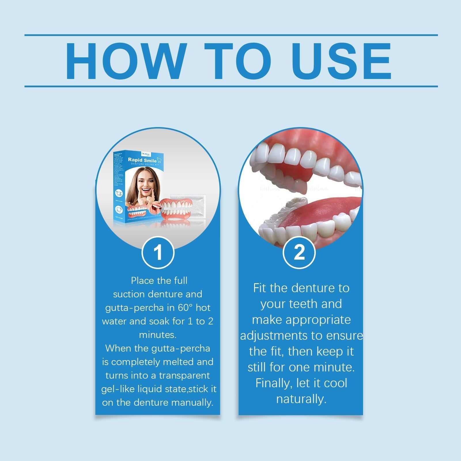 Enhanced Modified Denture Set, Comfortable Natural Smile, Easy to Use, Quick Fix ,1set