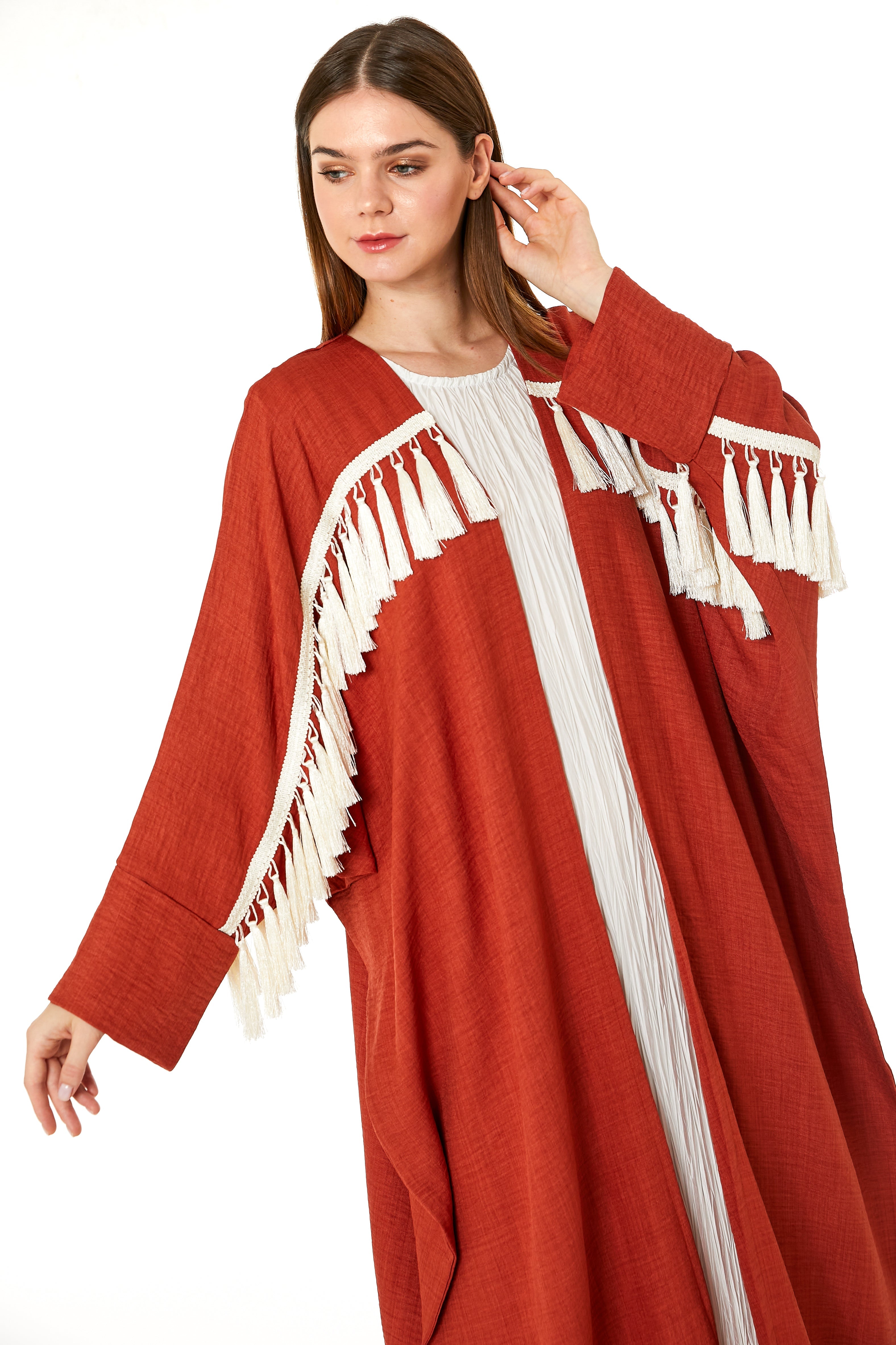 MOiSTREET Rust Orange CEY Melange Abaya
