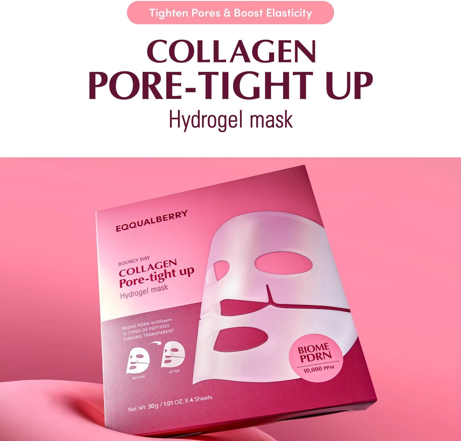 Eqqualberry Collagen Pore-Tight Up Hydrogel Mask 30G | 4Sheets