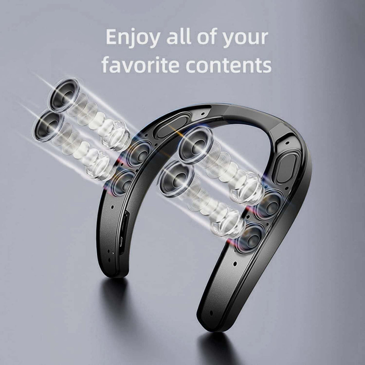 Neck Speaker Bluetooth 5.3 Built-in Mic Wearable Neckband Speakers 3D Stereo Surround Sound