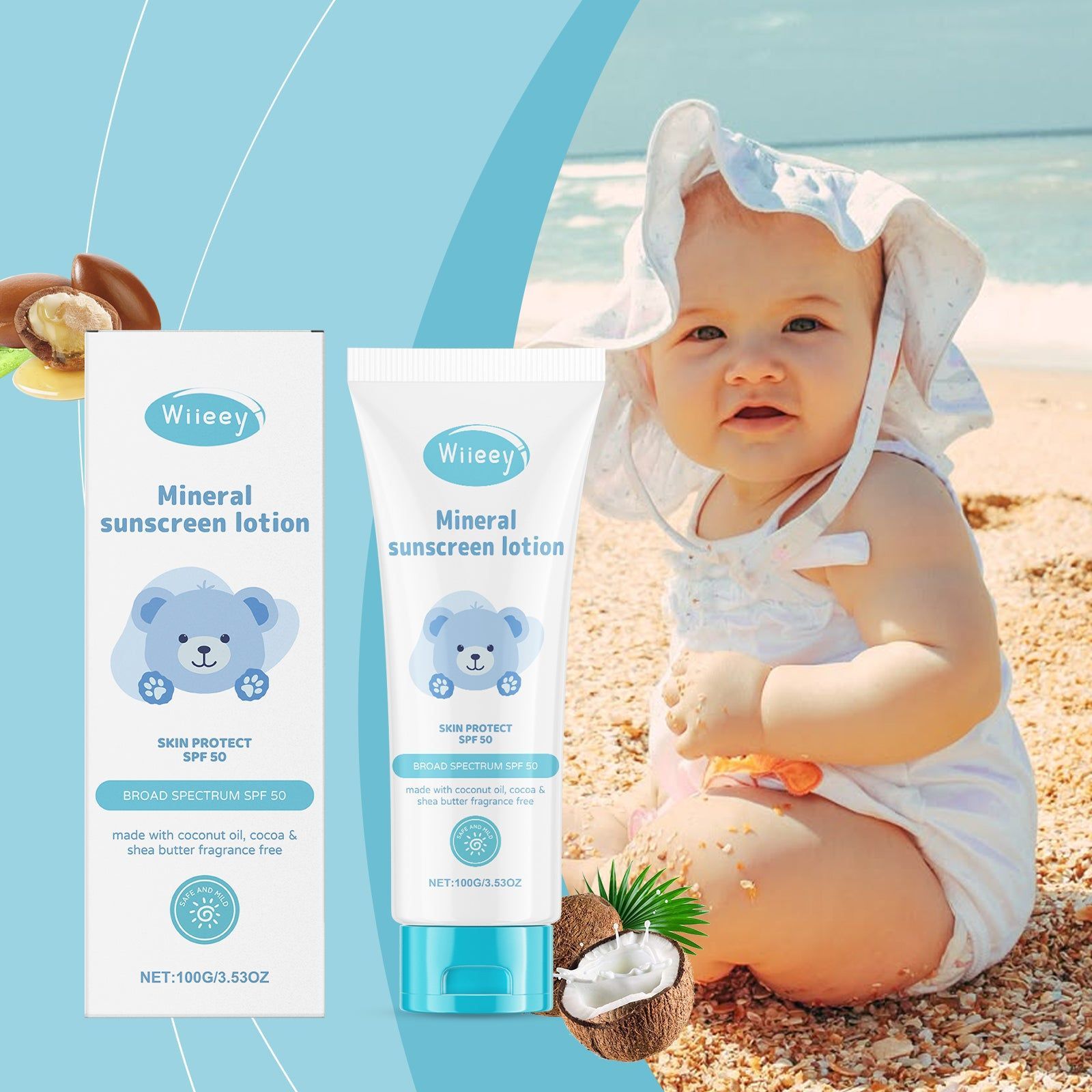 Children's Moisturizing Protection Cream, Daily Outdoor Skin Care, Gentle, Fast Absorbing ,100g