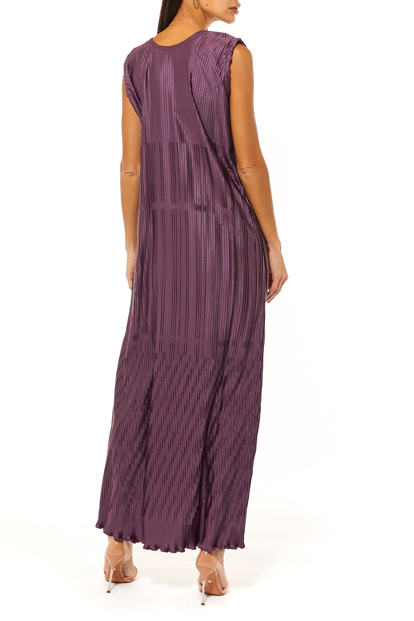 MOiSTREET Maroon Pleated  Under Dress