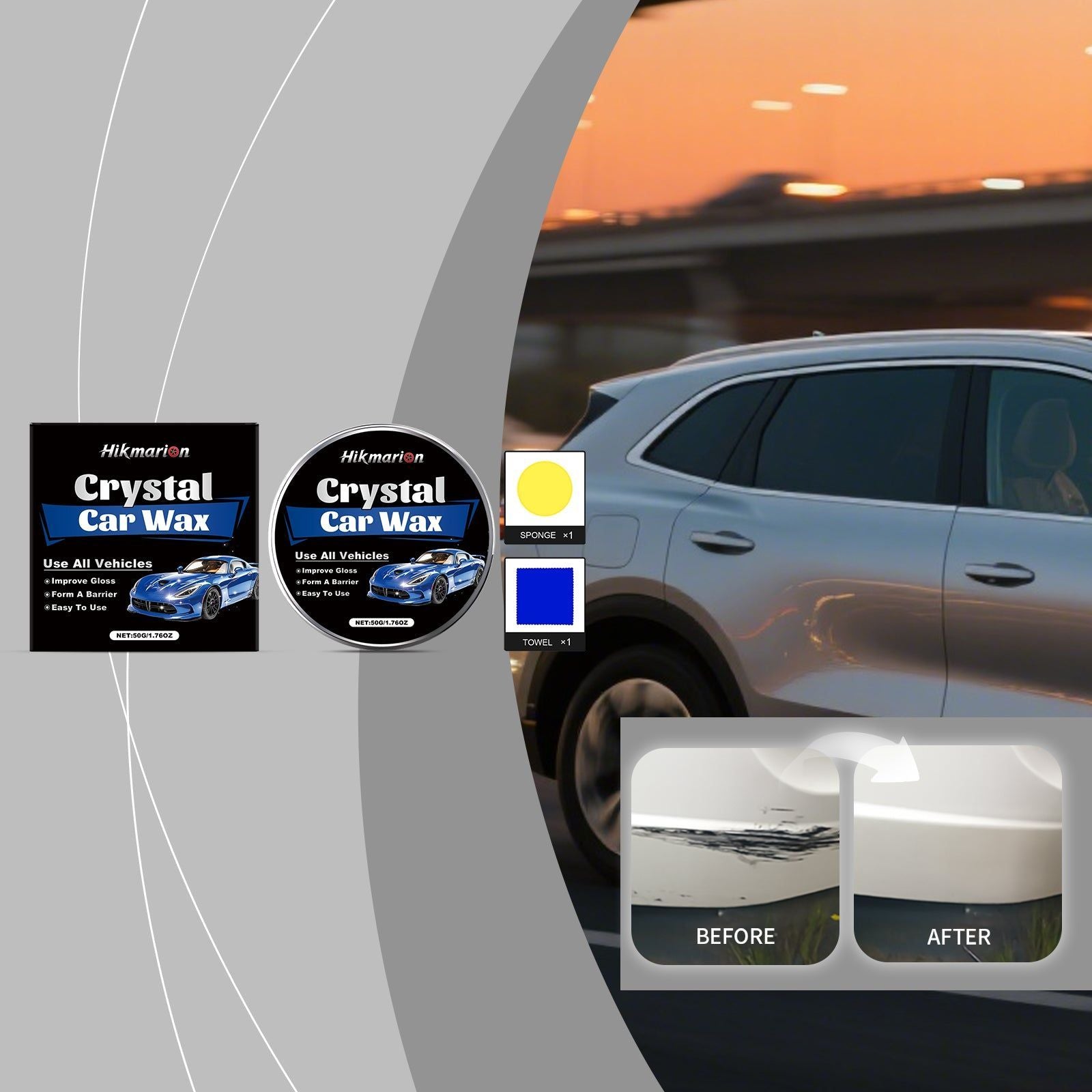 Car Care Wax Set, Daily Maintenance, High-Gloss Shine, Car Paint Protection ,1 set