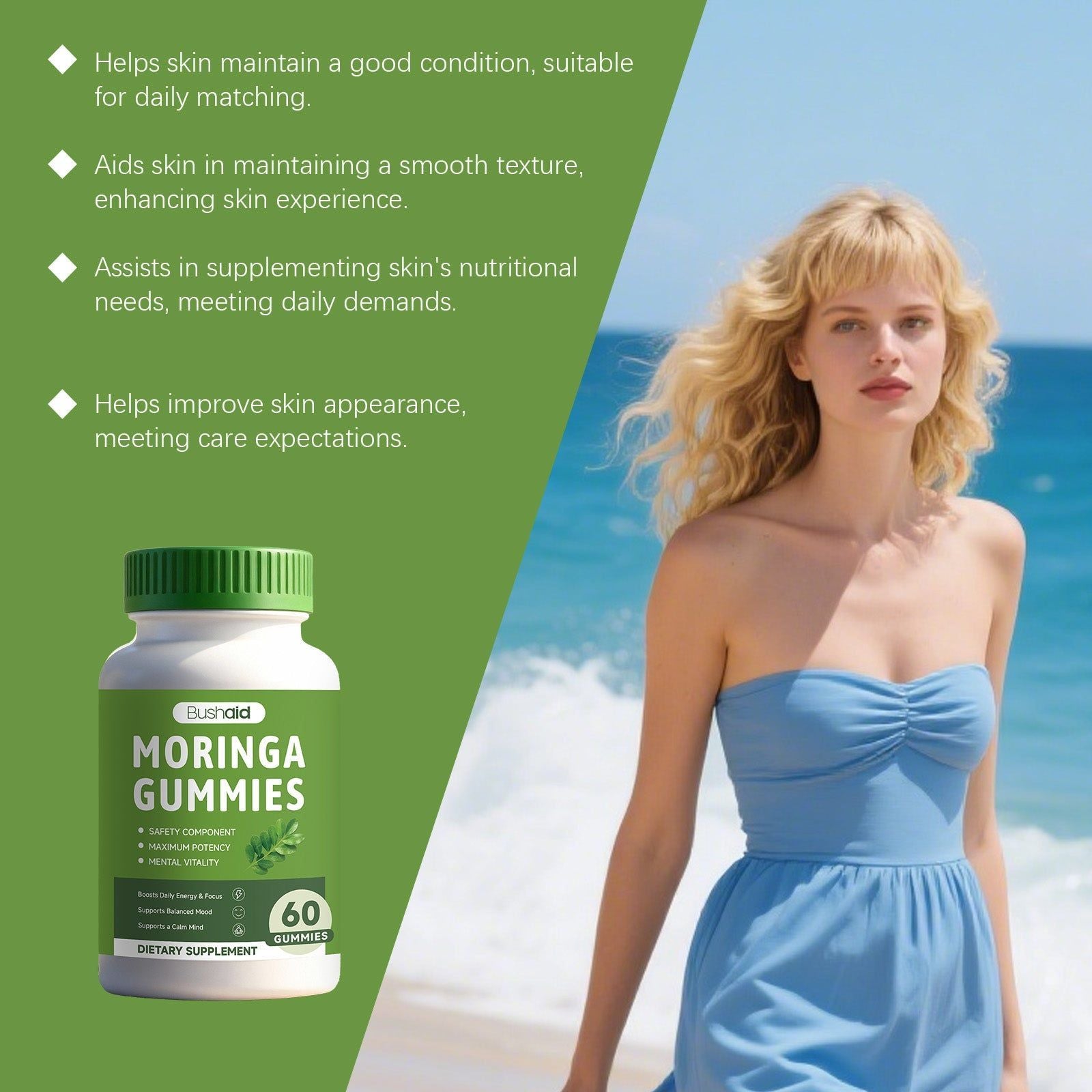 Boost Your Energy with Moringa Gummy Candies, Natural Personal Care, Stay Healthy ,60 gummies