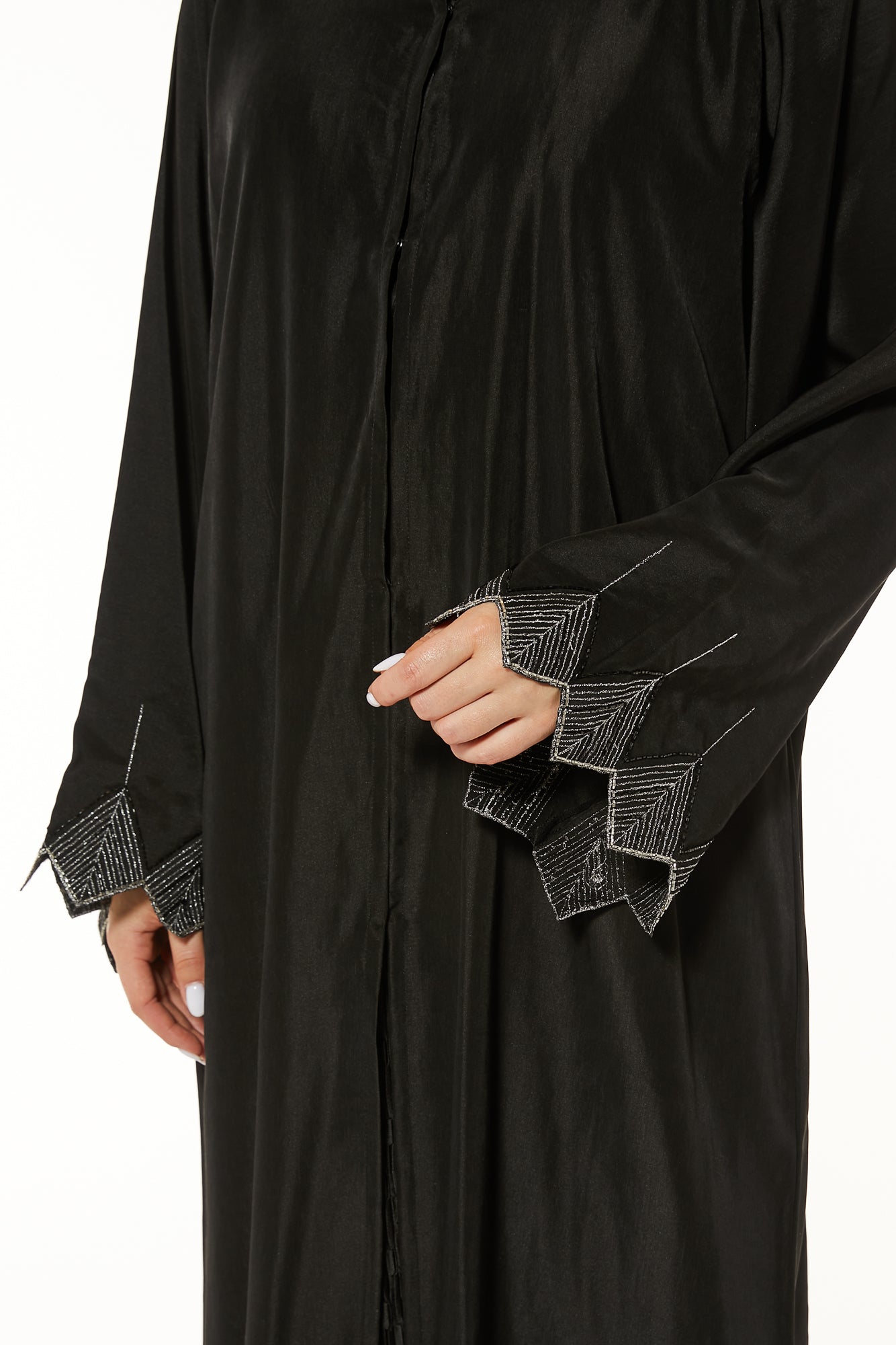 MOiSTREET Black Abaya with Tatreez and Handwork embellishment