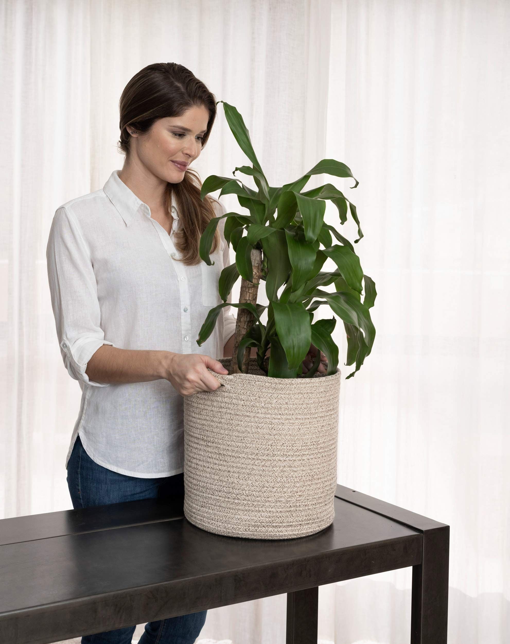 Indoor Woven Round Decorative Plants Cachepot