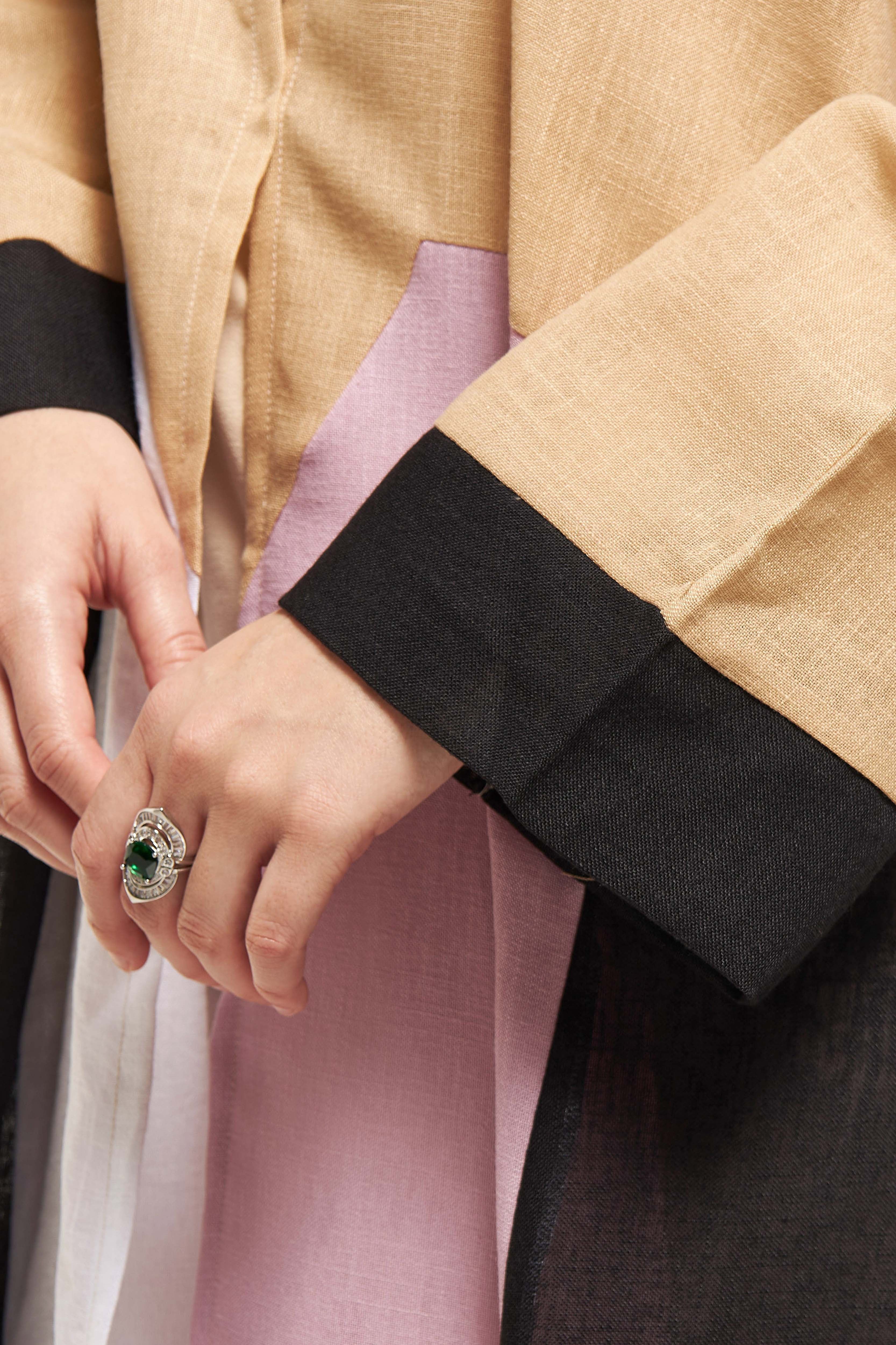MOiSTREET Colourblocked Abaya with Sheila