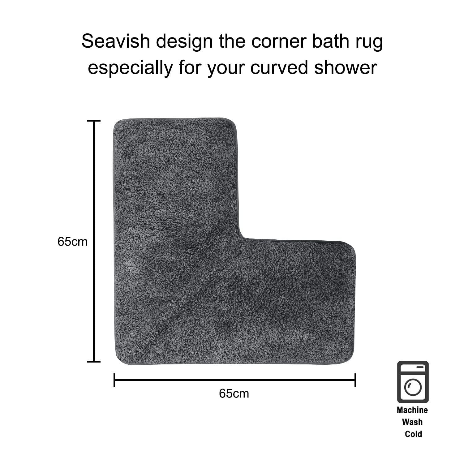 AIESY® Seavish Shaggy L-Shaped Non Slip Corner Bath Mat
