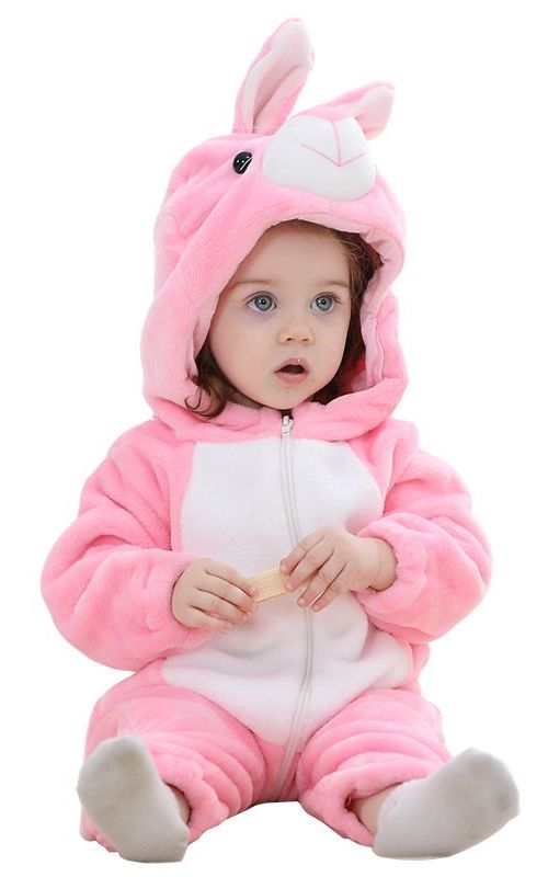 Baby Winter Animal Costume Flannel Hooded Jumpsuit Zipper Romper Cosplay Outfits