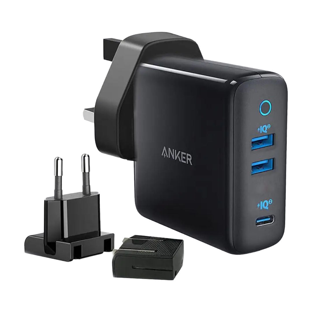 Anker PowerPort III 3-Port 65W Fast Charger with PowerIQ 3.0, Universal Travel Adapter, Black