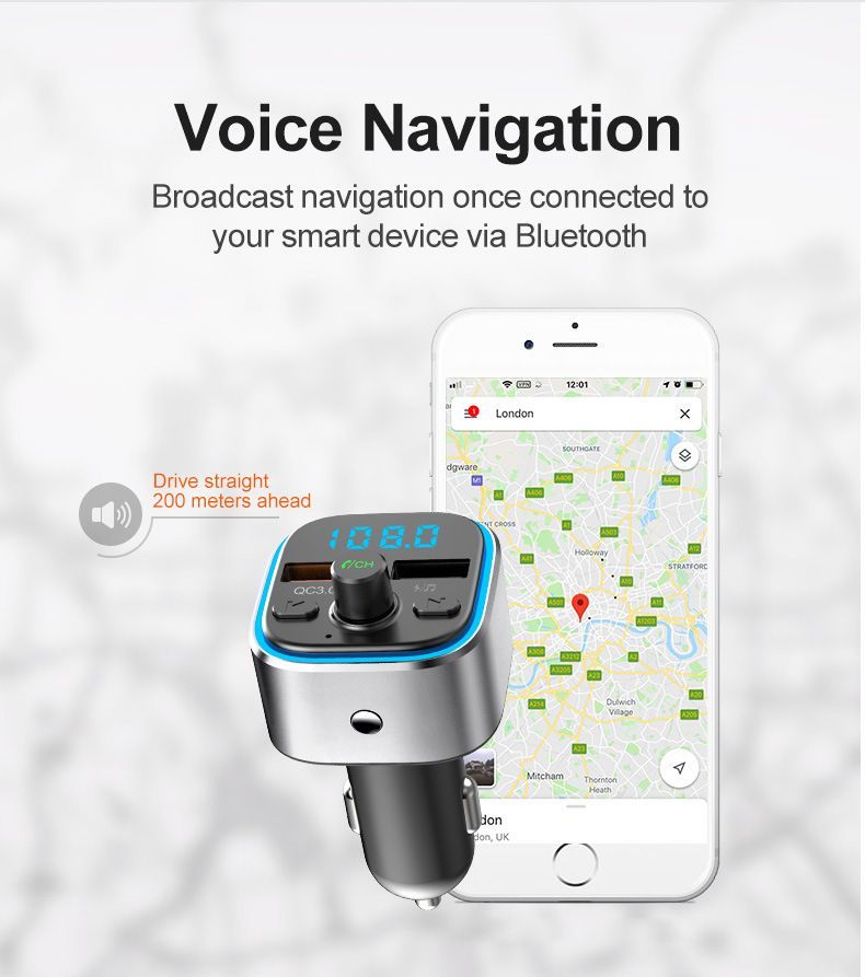 Bluetooth FM Transmitter Car Receiver Adapter Hands Free Calling Music Player Usb Charger