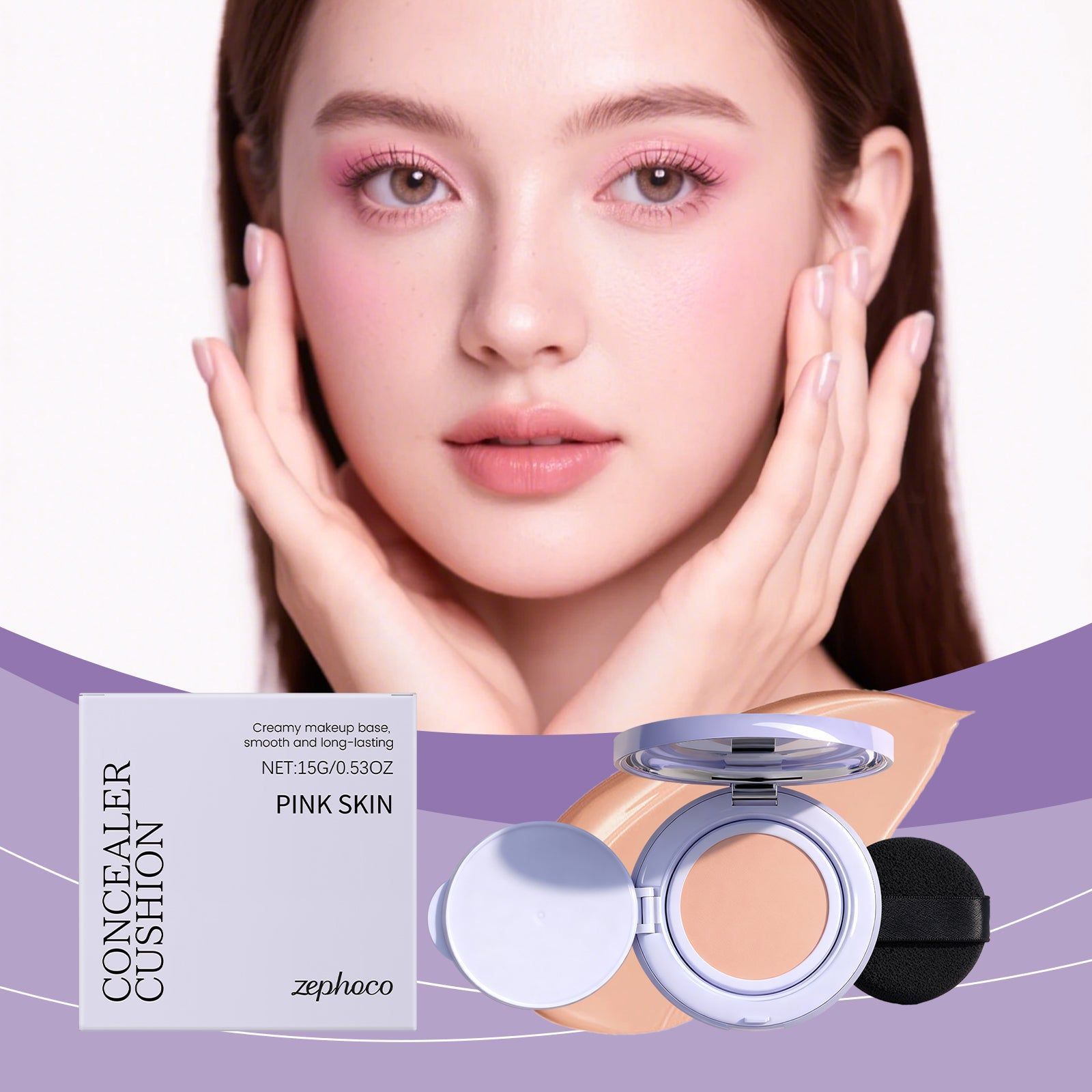 Air Cushion Concealer, Flawless Matte Makeup, Brighten Skin, Long-lasting, Easy to Use ,15g