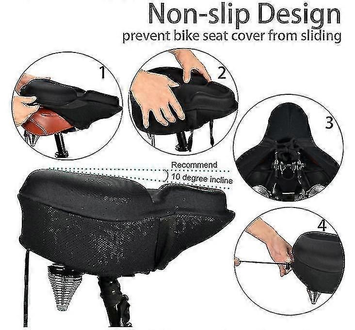 Comfortable Exercise Bike Seat Cover Large Wide Soft Padded Bike Saddle Cushion Fitting For Bicycles