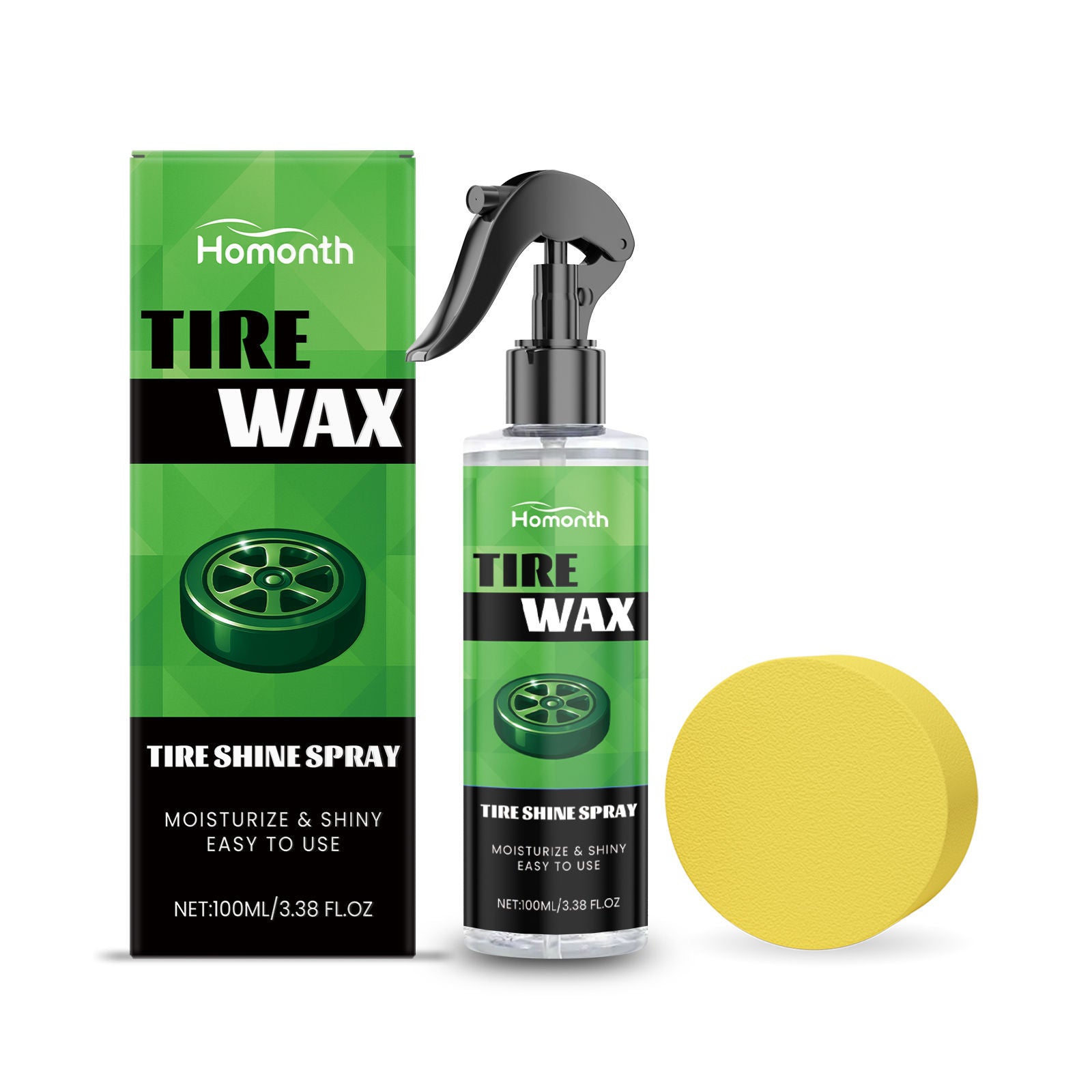 Tire Care Agent, Car Tire Shine Spray, Decontamination, Dust-Proofing, Blackening, Car Maintenance ,1set