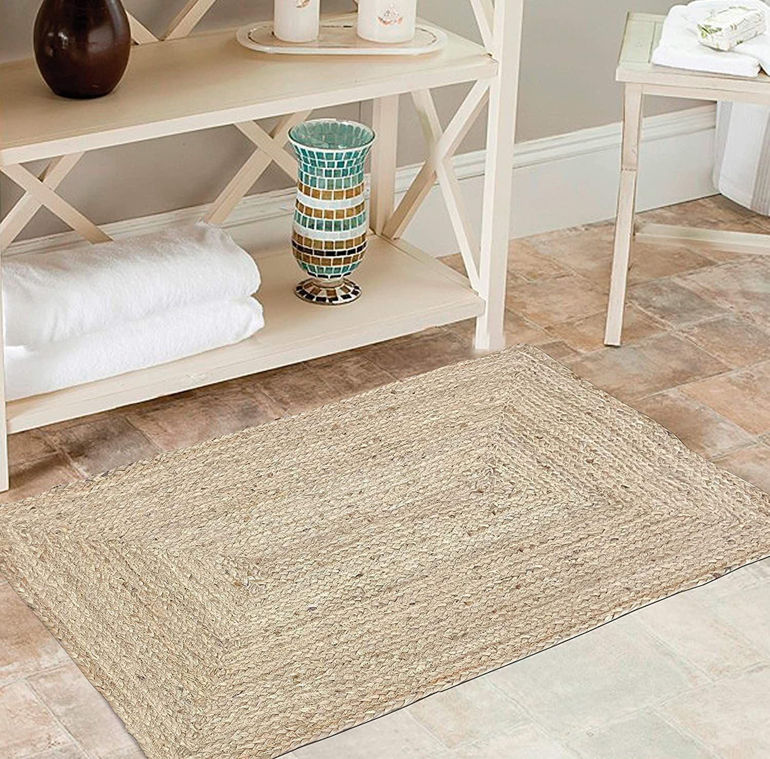 AIESY Modern Home Handwoven Jute Reversible Rug