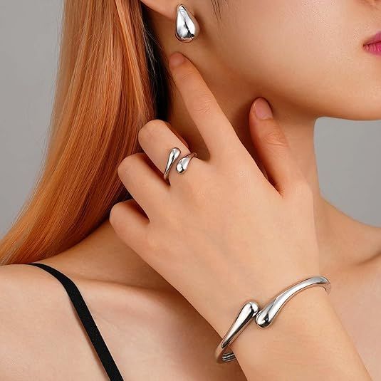 Women Bangle Bracelets for Girls Trendy Chunky Adjustable Twist Cuff Bracelet Jewelry Gifts