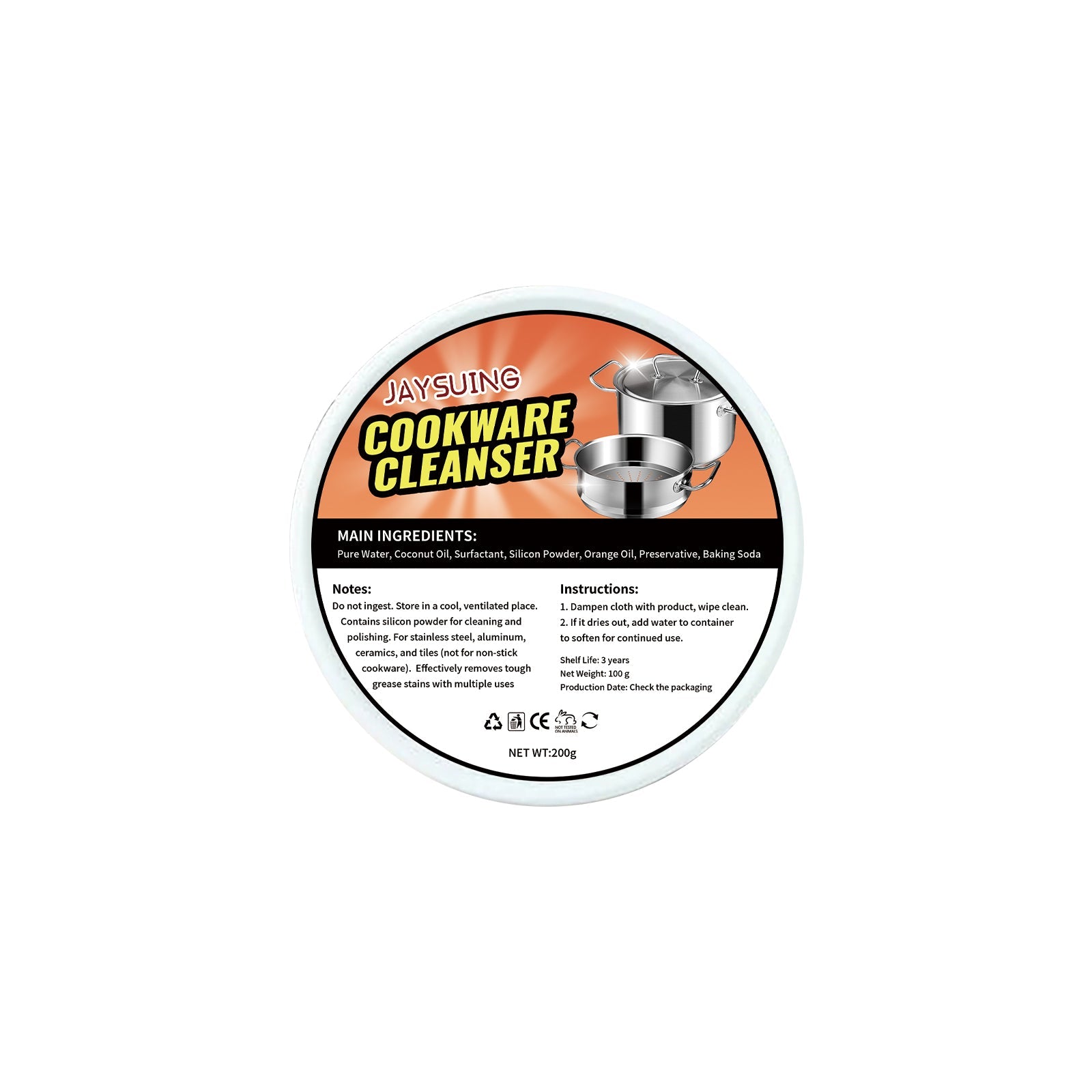 Cookware Cleaner 200g, Rust & Water Stain Remover, Stainless Steel, Kitchen Utensil Cleaner ,200g