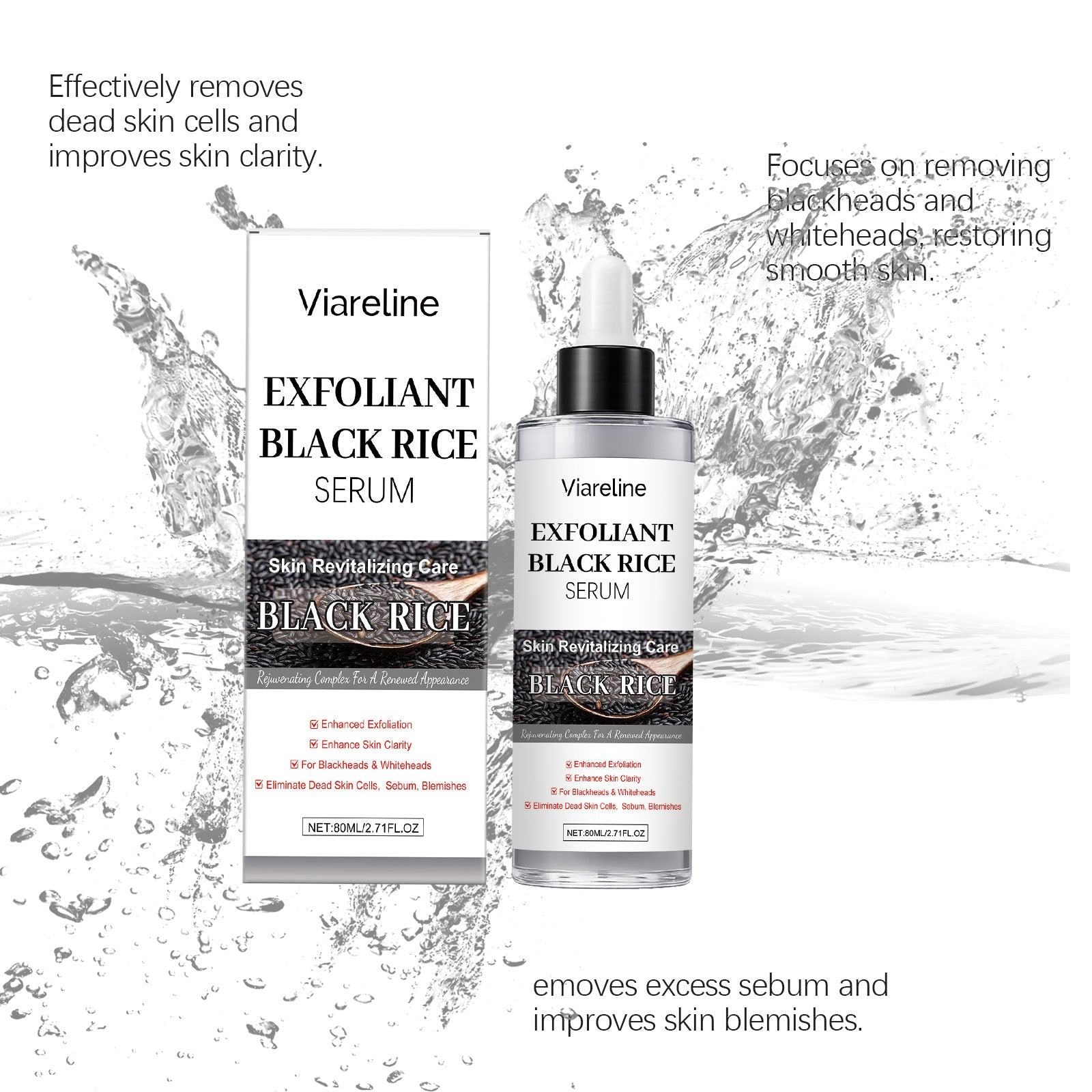 Black Rice Keratin Essence, Brightening Facial Skincare for Clear, Smooth Skin ,80ml