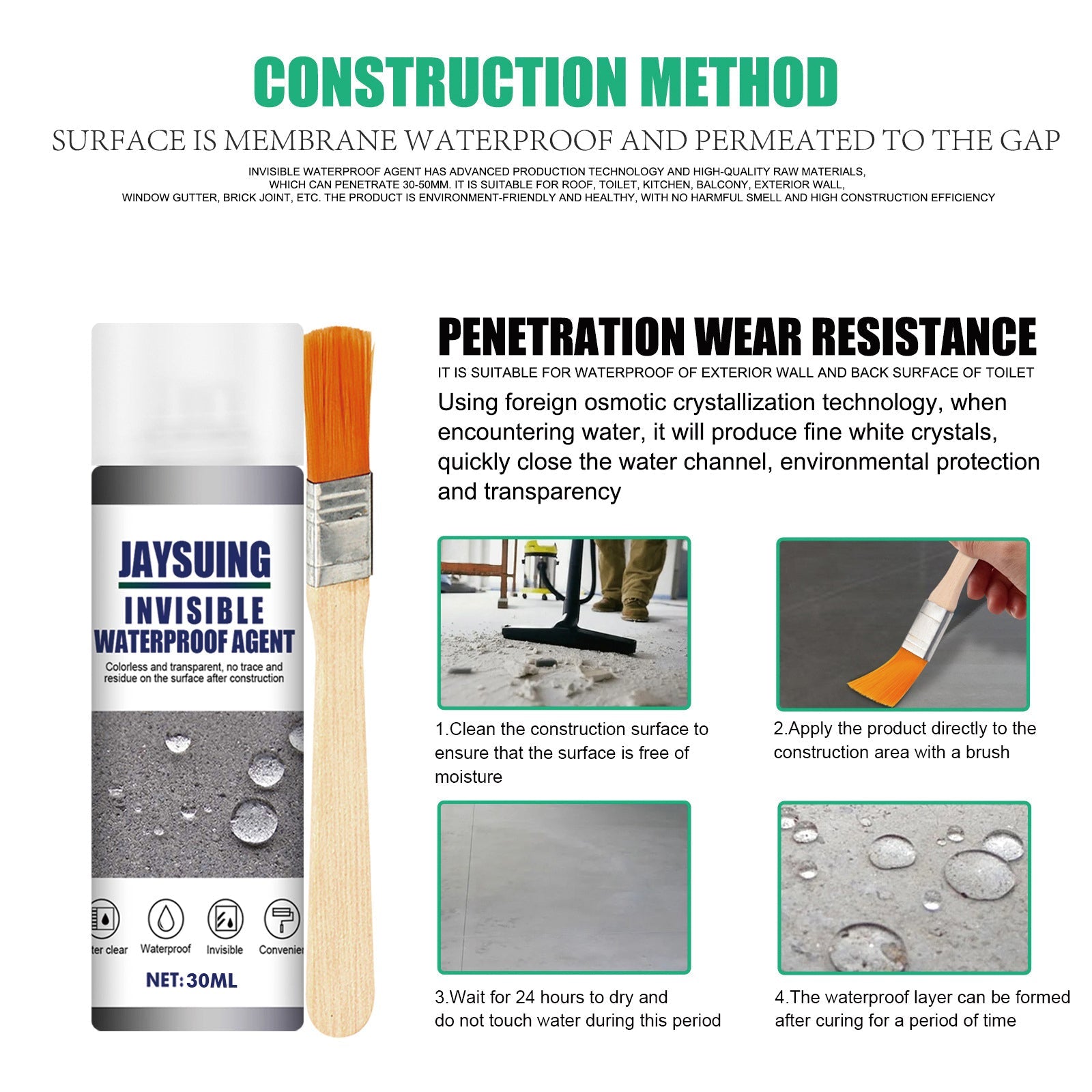 Waterproof Adhesive for External Wall and Roof Leak Repair, Penetrating Moisture-Proof Sealant, 100ml ,100ml