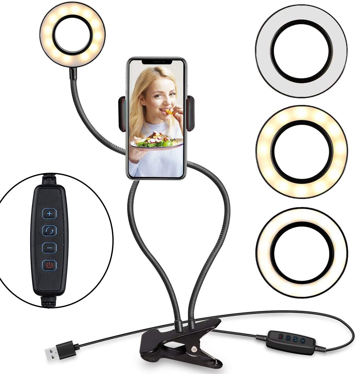 Selfie Ring Light Phone Holder Flexible Arm Stand Gooseneck Mount Live Streaming Bracket