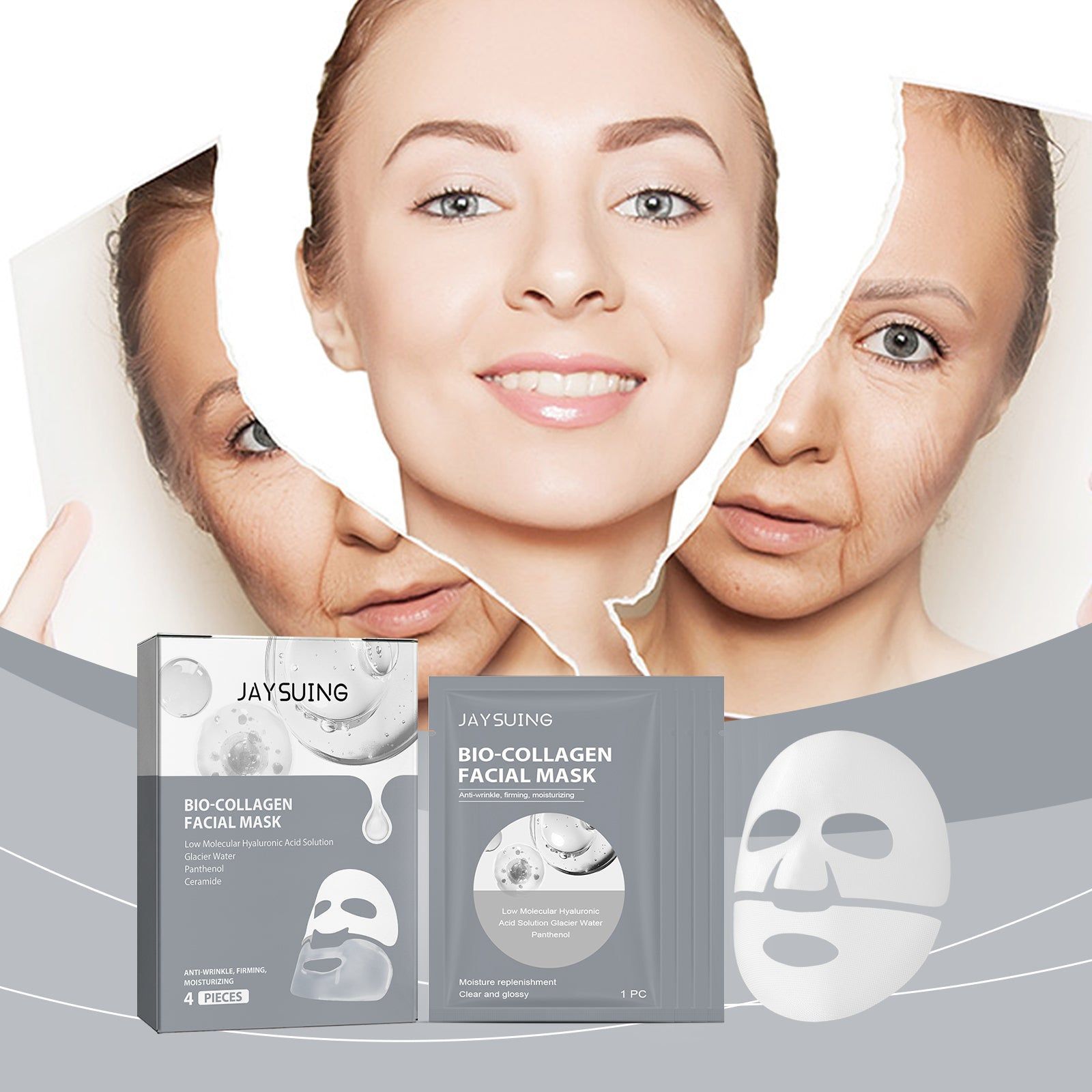 Collagen Hydrating Mask, Moisturizing, Brightening, Anti-Aging, Skin Repair ,4pieces