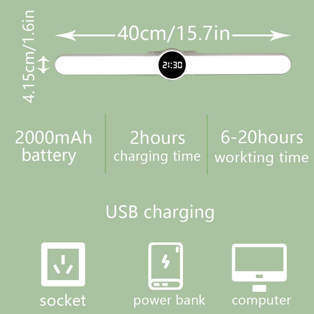 LED Magnetic Table Lamp Rechargeable Touch Night Light for Study Reading