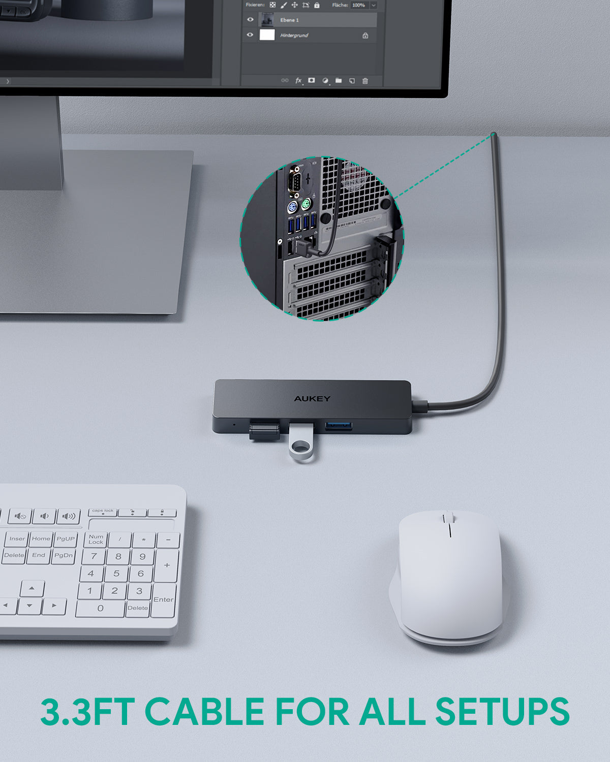 Aukey CB-H37 USB-A to 4-port USB3.0 A Hub