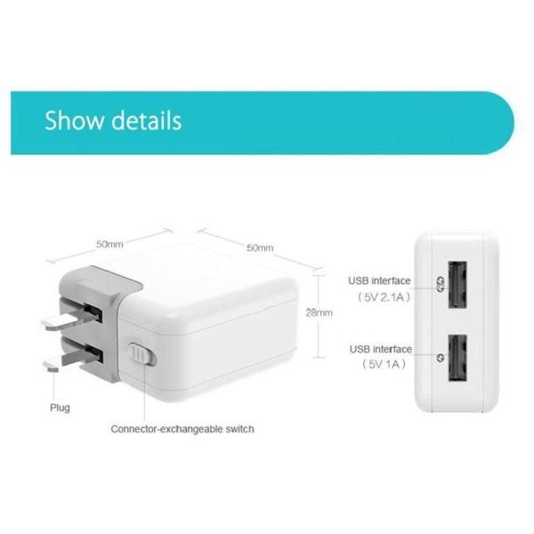 شاحن ROMOSS ICHARGER 12S مزدوج USB أبيض مع قابس بريطاني