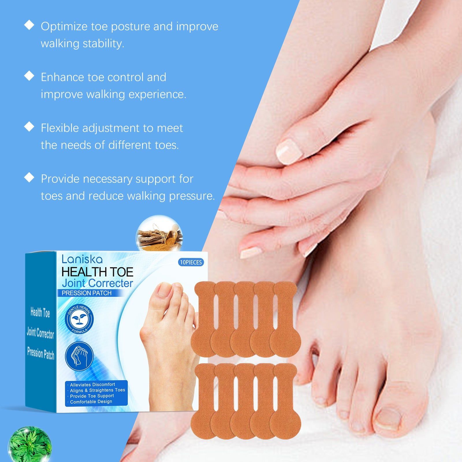 Relief for Toe Joints, Foot Care Patch, Natural Pain Relief, Daily Comfort ,10pieces