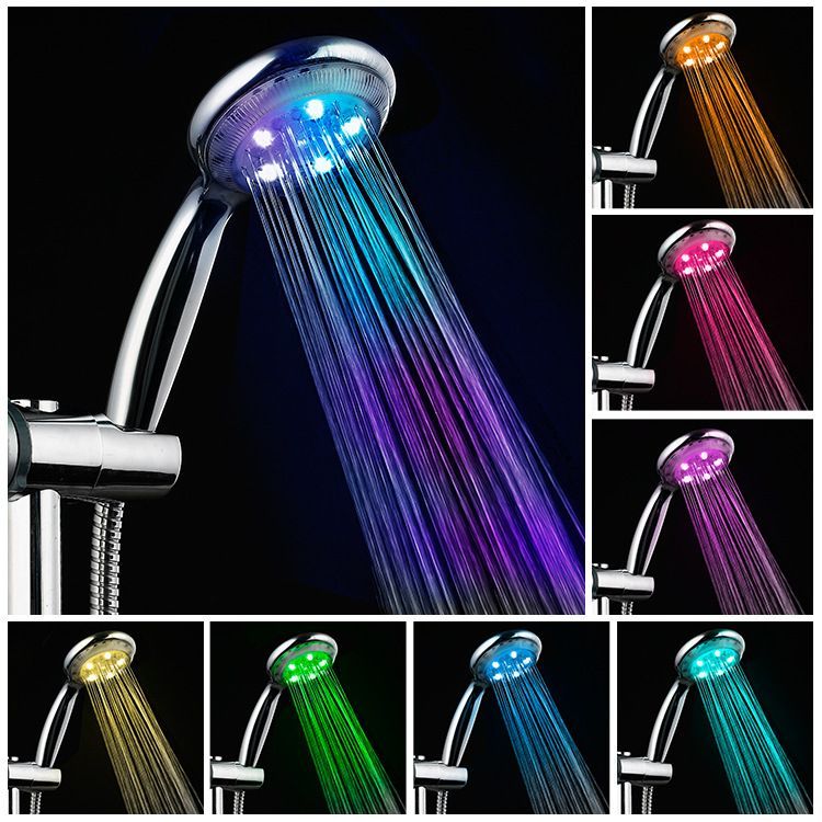 Led Shower Head High Turbo Pressure 7 Colors Lights Temperature Sensor Bath Sprinkler