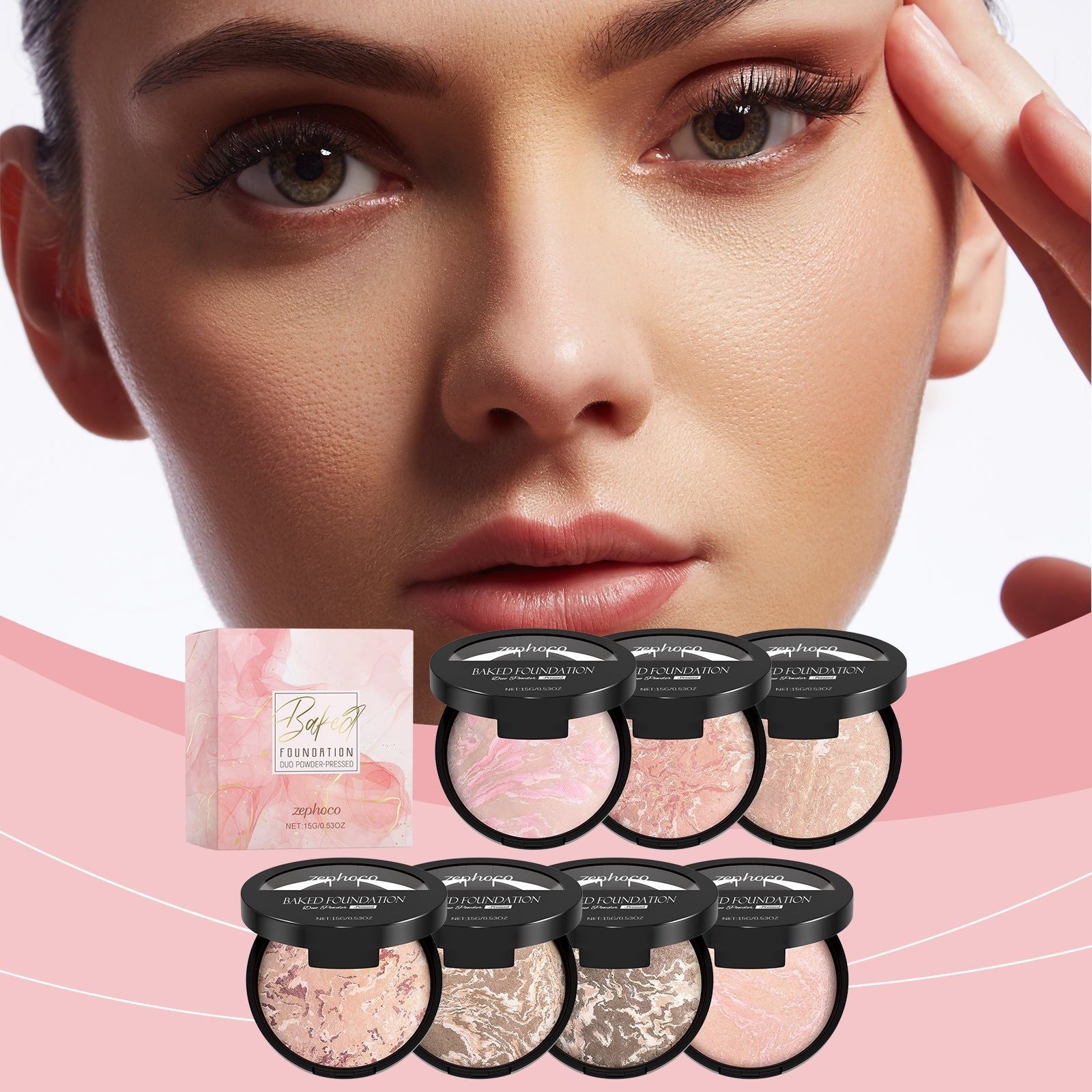 Concealer Powder Compact, Oil Control, Matte Finish, Portable Makeup, Flawless Skin ,15g