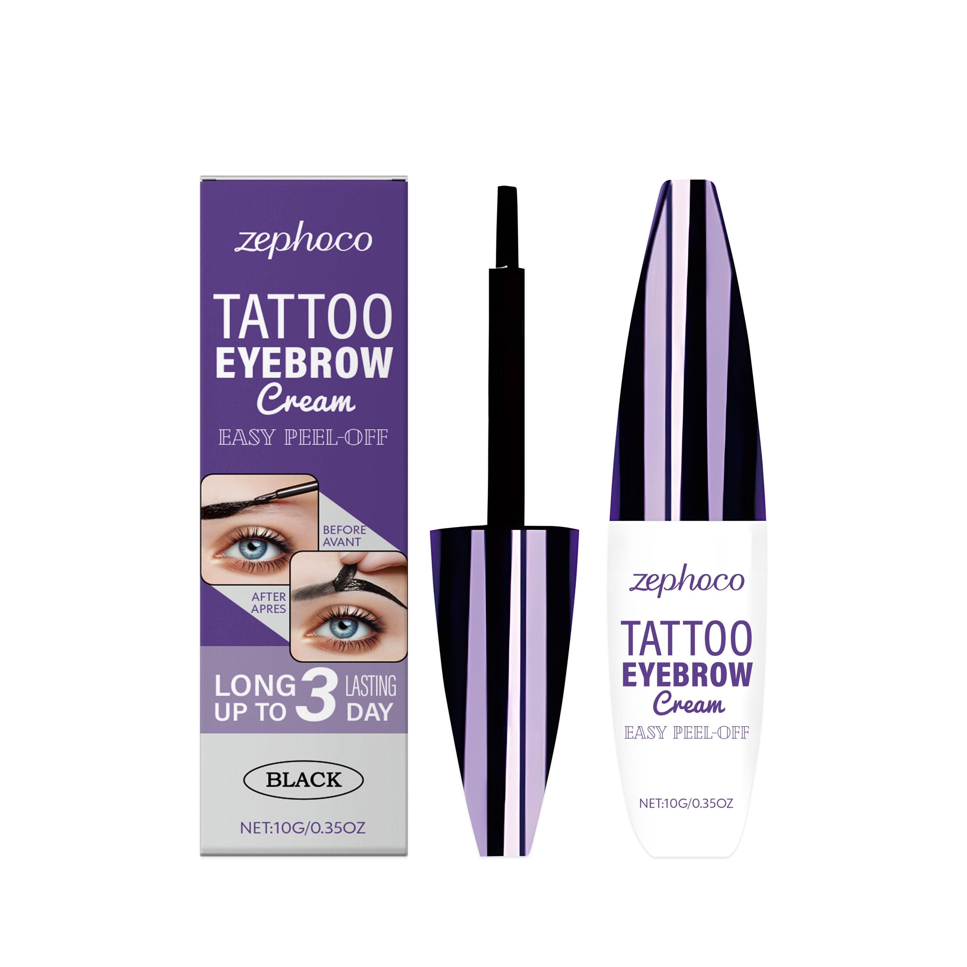 Black Peel-Off Eyebrow Cream, Natural, Easy to Use, Perfect for Sparse Brows ,10g