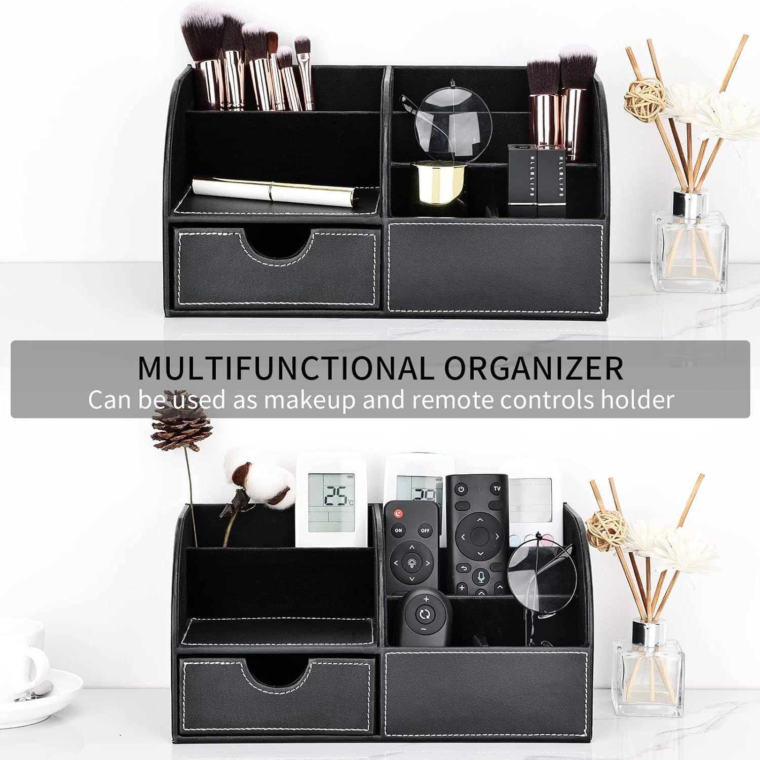 Desk Organizer Storage Case Table Organizer PU Leather Pen Holder Pen Box Office Supplies