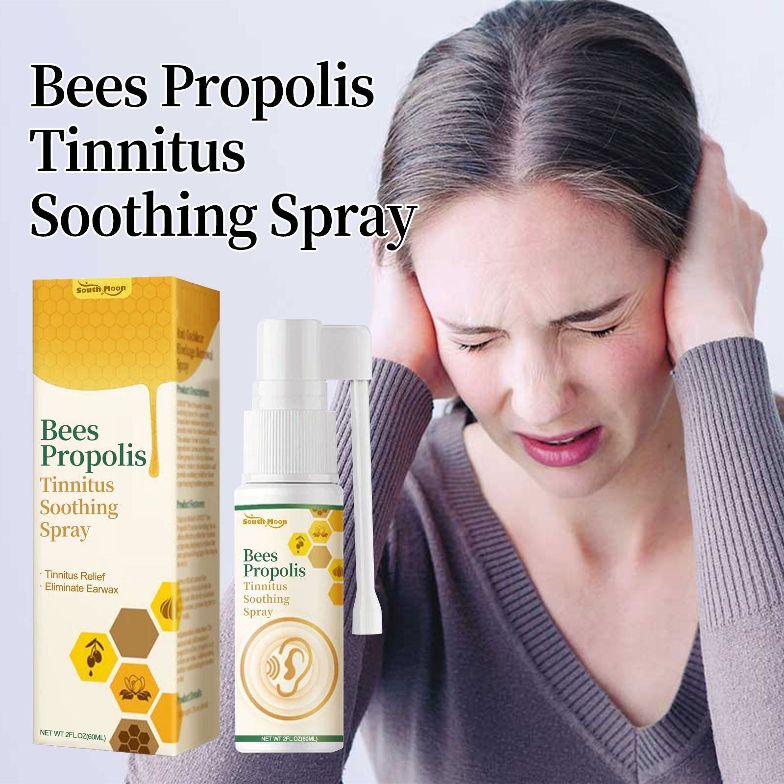Bees Propolis Ear Care Spray, Tinnitus Relief, Ear Discomfort, Ear Wax Cleaner ,60ml