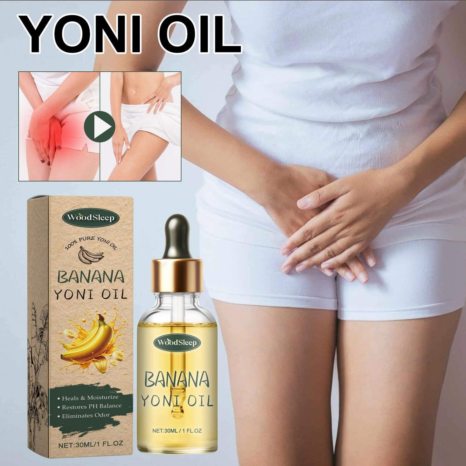 Banana Yoni Oil, Natural Odor Remover, Soothes, Moisturizes, Reduces Discomfort ,30ml