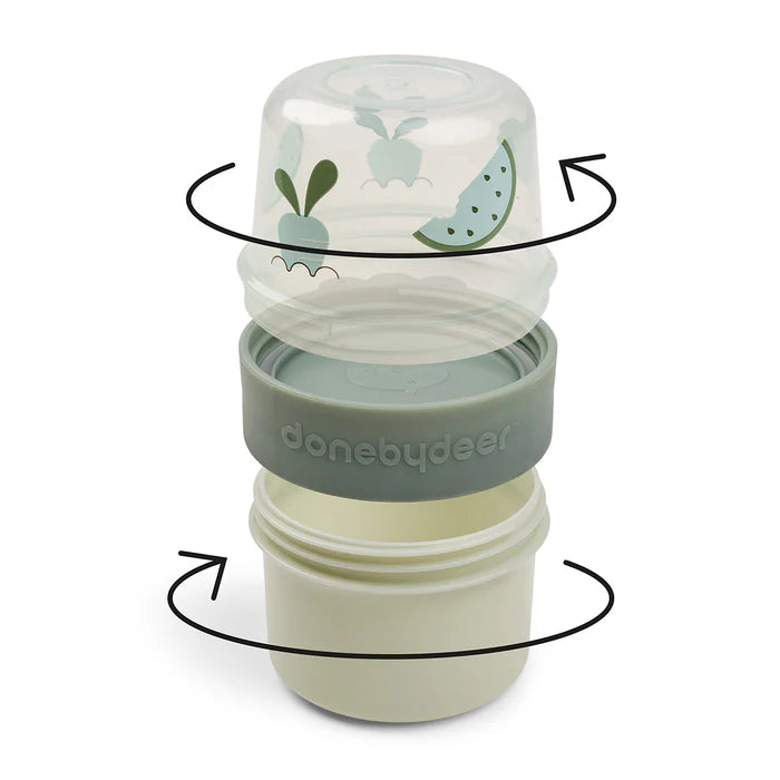 Done By Deer To Go 2-Way Snack Container S Birdee Green