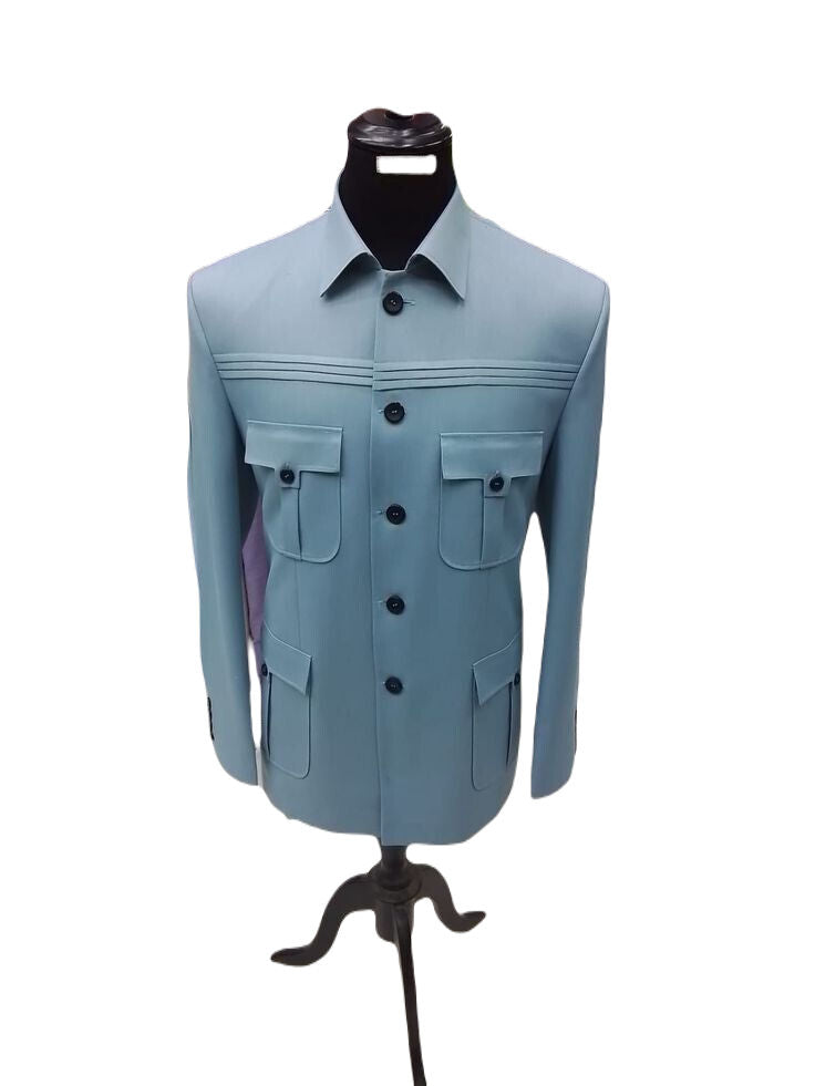 Safari Suit for Men Vintage Stylish Coat pant Classic Formal Suit.
