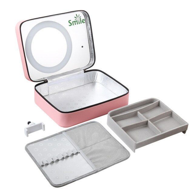 LED light ring for makeup, organizer box for makeup with mobile clamp