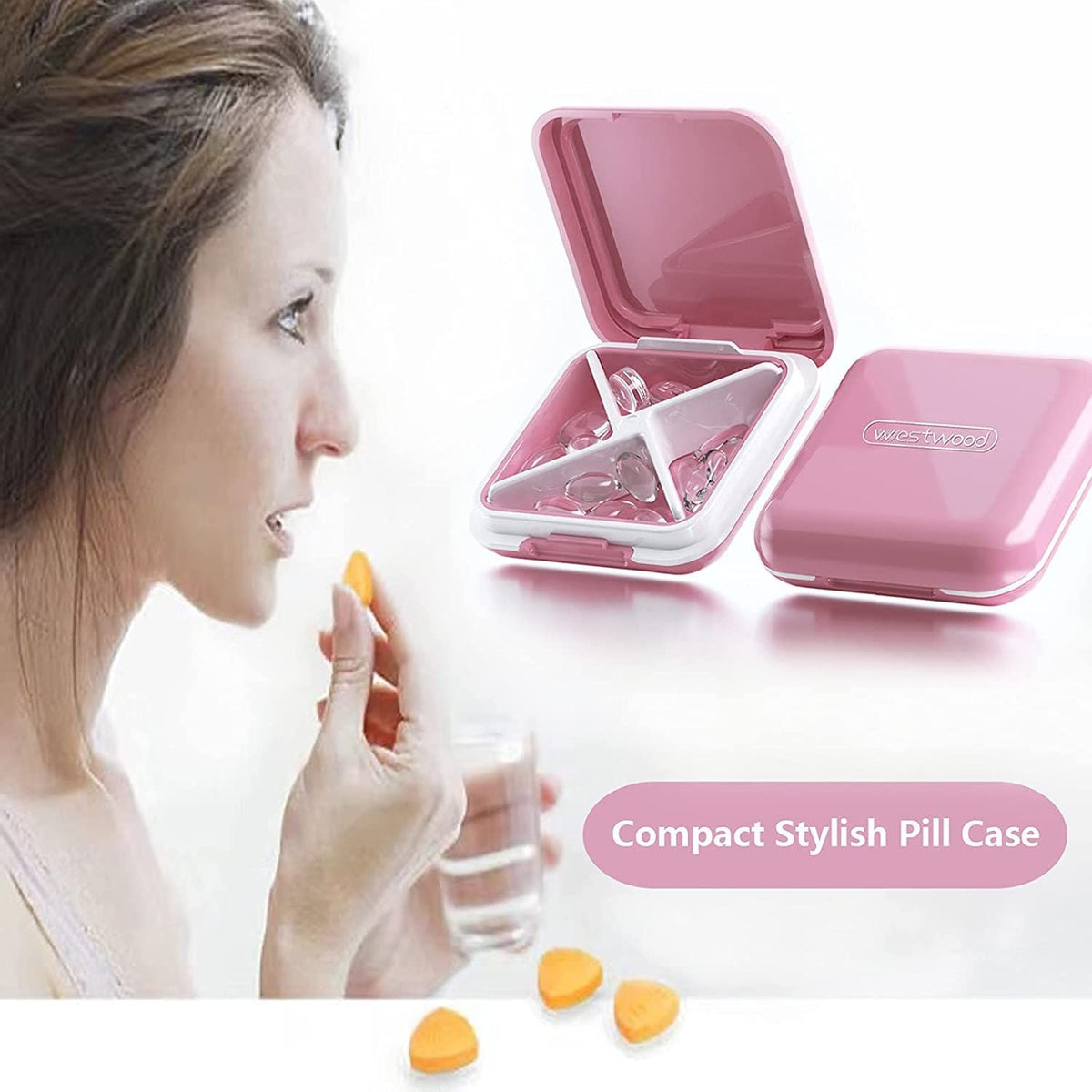 Daily Pill Case Small Pill Box Organizer Travel Medicine Container For Vitamins Fish Oils