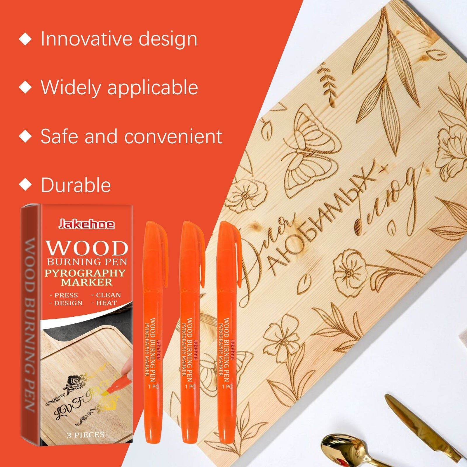Create Stunning Wood Art with Burn Marker Pen, Pyrography, DIY Craft ,3 pieces