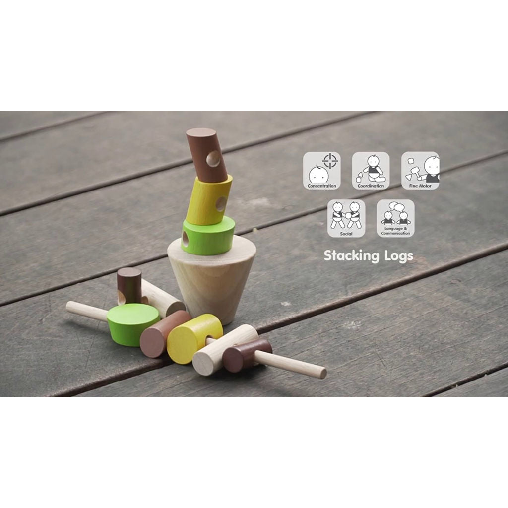 PlanToys Stacking Logs — Wooden Balance Game