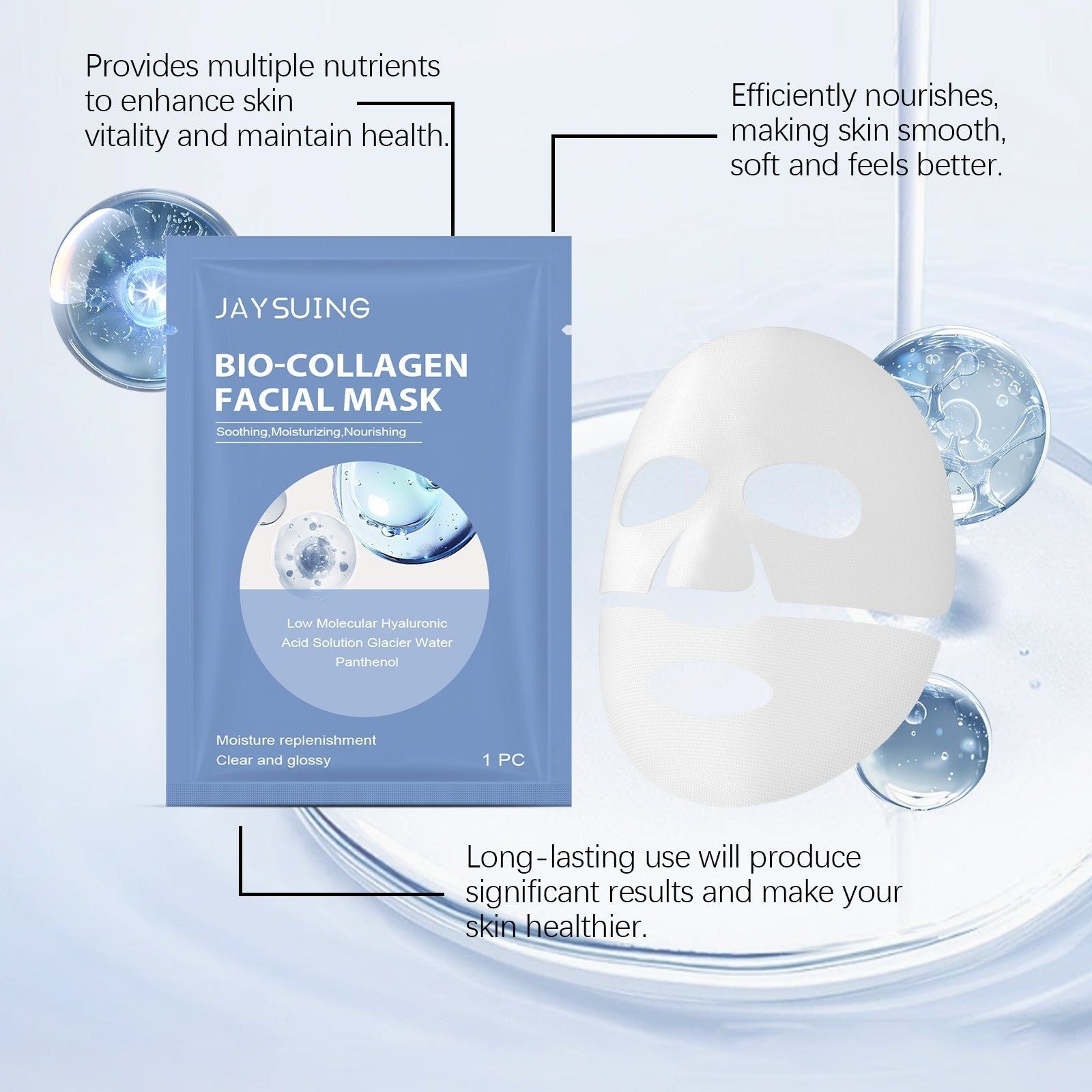 Collagen Facial Mask, Hydrating, Brightening, Anti-Aging, Skin Elasticity ,1pcs